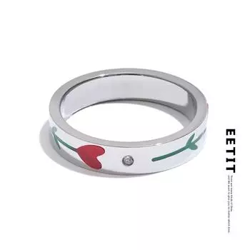 Eetit 6789# Нержавеющая сталь Эмаль Цветок Цвет Сохранение Модное Кольцо Новый Стиль Водонепроницаемый Шарм Изысканные Ювелирные Изделия 6 серебряный