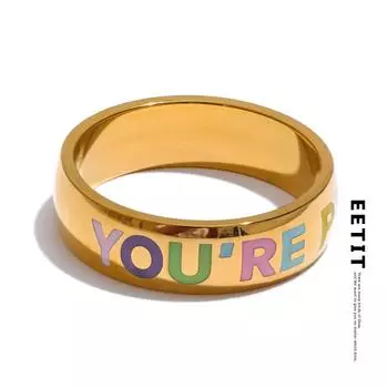 Eetit 6789# Нержавеющая сталь «Ты идеальна» уверенное модное кольцо для женщин 18-каратное золотое PVD-покрытие минималистский подарок на палец ювелирное изделие 6 золотой