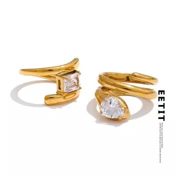 Eetit 678# AAA блестящее геометрическое золотое кольцо с кубическим цирконием в виде змеи, нержавеющая сталь, ювелирные изделия премиум-класса с покрытием PVD 18K 6 золотой