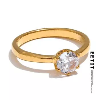 Eetit AAA классическое кольцо с фианитом высокого качества из нержавеющей стали 18 карат, модные очаровательные ювелирные изделия