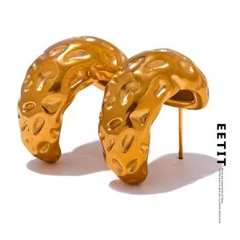 Eetit эффектные серьги-молоты из нержавеющей стали C-образной формы, геометрические необычные серьги, позолоченные 18 карат, устойчивые к ржавчине, повседневные украшения для женщин