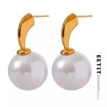 Eetit элегантные круглые геометрические модные серьги с искусственным жемчугом для женщин, привлекательные повседневные базовые ювелирные изделия, высокое качество бижутерии платиновый