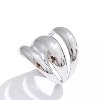 Eetit Arrivals Глянцевое многослойное полое открытое кольцо из нержавеющей стали для женщин Отличительные геометрические привлекательные украшения 7 серебряный