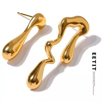 Eetit асимметрия, необычные большие серьги-гвоздики из нержавеющей стали, индивидуальные модные водонепроницаемые украшения, женский подарок золотой