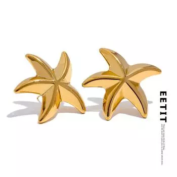 Eetit большие серьги-гвоздики из нержавеющей стали 316l с морской звездой, антиаллергенные металлические водонепроницаемые эффектные ювелирные изделия для женщин, пляжный подарок, новинка золотой