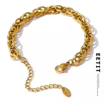 Eetit браслет-цепочка золотого цвета из нержавеющей стали для женщин золотой
