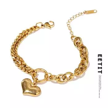 Eetit браслет из нержавеющей стали золотого цвета с подвеской в виде сердца для женщин