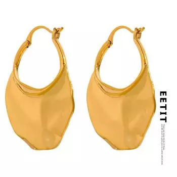 Eetit Chic Металлическая текстура Обруч из нержавеющей стали Серьги-обнимашки Водонепроницаемый индивидуальный модный шарм Золотого цвета Ювелирные изделия Шарм