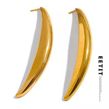 Eetit Длинные полупустые популярные серьги-гвоздики из нержавеющей стали из 18-каратного позолоченного металла, эффектные минималистичные ювелирные изделия для женщин, бижутерия