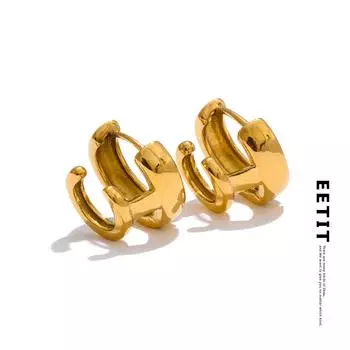 Eetit Ежедневные золотые двухслойные круглые серьги-кольца из нержавеющей стали с покрытием PVD, модные, универсальные, привлекательные, подарочные ювелирные изделия золотой