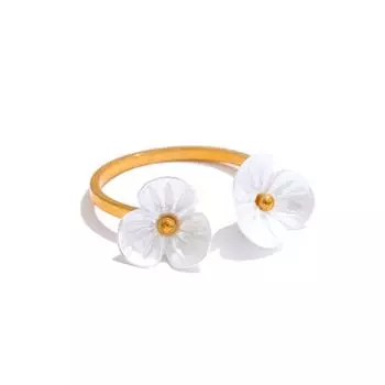 Eetit Fairy Resin Flower Sweet Ring Stainless Steel Waterproof PVD Plated Rust Resistant Summer Fashion Jewelry золотой
