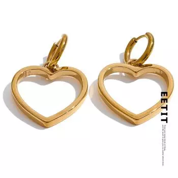 Eetit Fashion 316L нержавеющая сталь полые серьги-кольца в форме сердца и любви предотвращают аллергию минималистичные универсальные украшения для темперамента золотой