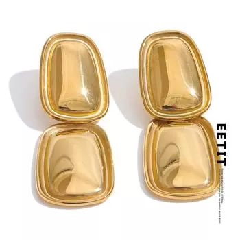 Eetit Модные квадратные прямоугольные серьги-подвески из нержавеющей стали, металлические стильные, эффектные, позолоченные, платиновые, водонепроницаемые ювелирные изделия золотой