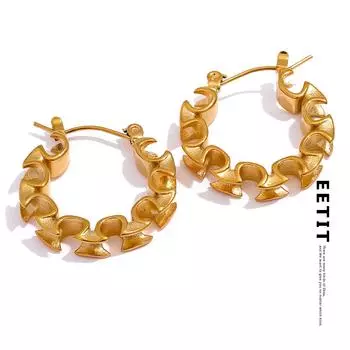 Eetit геометрические полые золотые серьги из нержавеющей стали, водонепроницаемые модные серьги-кольца для женщин, 2023, ювелирные изделия, бижутерия, 18 К, с PVD-покрытием