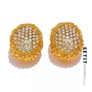 Eetit геометрический цирконий зажим для ушей предотвращает аллергию 18-каратного золотого цвета из нержавеющей стали, эффектные серьги, ювелирные изделия для женщин, подарок золотой