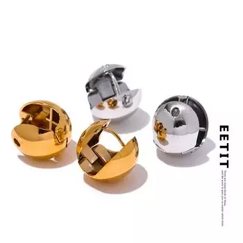 Eetit гладкие круглые полые серьги-кольца из нержавеющей стали, массивные металлические серьги с покрытием из настоящего золота 18 К, модные ювелирные изделия, подарок 2023 г. платиновый