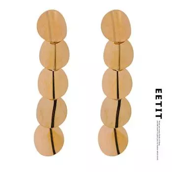 Eetit гладкие металлические круглые длинные висячие серьги из нержавеющей стали для женщин, простые привлекательные водонепроницаемые украшения для ушей золотой