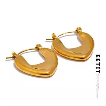 Eetit гладкие серьги-кольца из нержавеющей стали 316l в форме сердца Love Chic, модные металлические водонепроницаемые очаровательные женские ювелирные изделия золотого цвета, бижутерия