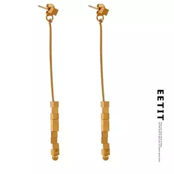 Eetit из нержавеющей стали 316, квадратные длинные висячие серьги, 18-каратное золото, цвет PVD, водонепроницаемые, модные подвески для ушей, ювелирные изделия для женщин, подарок золотой