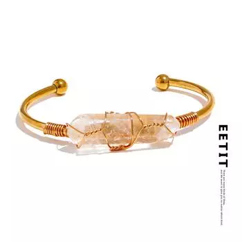 Eetit из нержавеющей стали 316l, белый кварц, натуральный камень, открытый браслет-манжета, женский браслет золотого цвета, винтажные водонепроницаемые ювелирные изделия, подарок