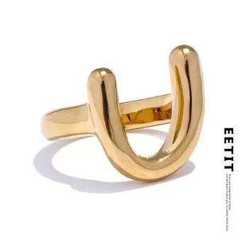 Eetit из нержавеющей стали 316L, металлическое U-образное кольцо на палец для женщин, водонепроницаемое, минималистичная текстура, модные очаровательные ювелирные аксессуары 6 золотой