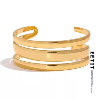 Eetit из нержавеющей стали, массивный браслет-манжета золотого цвета, металлическая текстура, многослойный темперамент, модные водонепроницаемые ювелирные изделия золотой