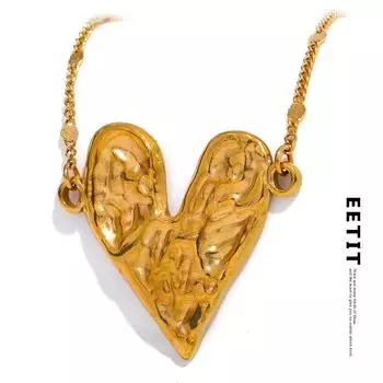 Eetit из нержавеющей стали, подвеска с большим сердцем, подвеска, модное массивное металлическое водостойкое модное стильное золотое ювелирное изделие для женщин золотой