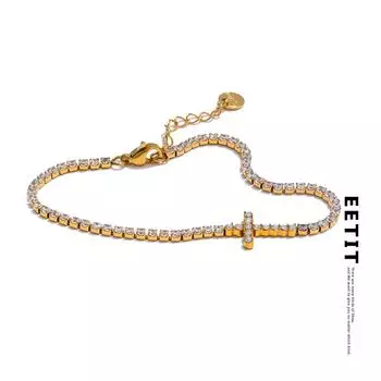Eetit Изысканный браслет-цепочка из нержавеющей стали с блестками и цирконием, ювелирные изделия премиум-класса для женщин, высококачественные аксессуары золотой