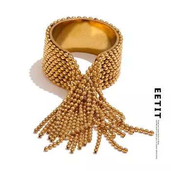 Eetit Эффектное кольцо из нержавеющей стали с кисточкой на палец, регулируемое 18-каратное PVD-покрытие, высокое качество, очаровательное стильное золотое ювелирное изделие 7 золотой