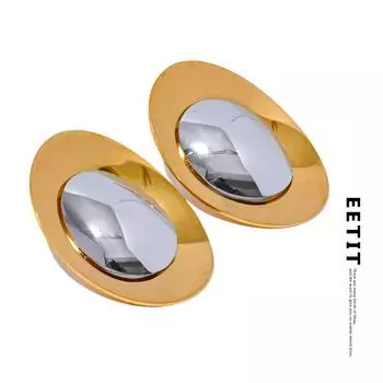 Eetit Эффектные металлические гладкие серьги-гвоздики из нержавеющей стали, высококачественные полированные ювелирные изделия, водонепроницаемые, с PVD-покрытием 18 К золотой/серебряный