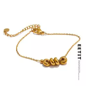 Eetit китайский стиль счастливая монета съемный браслет браслет 18 карат нержавеющая сталь цепочка пожелания мода золотой ювелирный подарок золотой