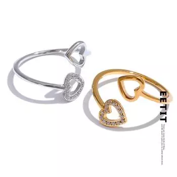 Eetit Золото и Платина PVD покрытие из нержавеющей стали Открытое регулируемое кольцо Сердце полое модные шикарные аксессуары для пальцев для женщин 7 золотой