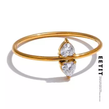 Кольцо Eetit из нержавеющей стали с цирконием, женская мода, ювелирные изделия с покрытием из 18-каратного золота, изысканное тонкое металлическое кольцо для женщин 6 золотой