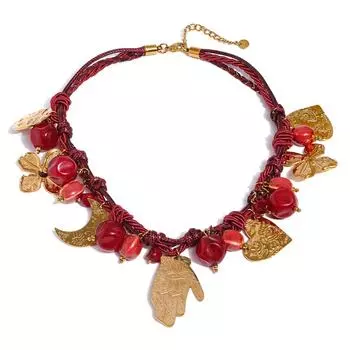 Eetit Красная Веревочная Плетеная Цепь Цветок Луна Сердце Ладонь Подвеска Ожерелье Поступление Нержавеющая Сталь Популярный Шарм Ручная Работа Ювелирные Изделия 2025 золотой