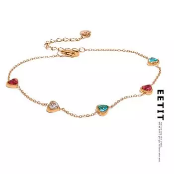 Eetit красочная цепочка с белым сердечком из циркония, модный браслет из нержавеющей стали для женщин, модные нежные летние украшения, новинка разноцветный