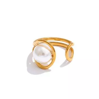 Eetit Креативное открытое кольцо с имитацией жемчуга для женщин, элегантный шарм из нержавеющей стали, аксессуары для пальцев 5 золотой