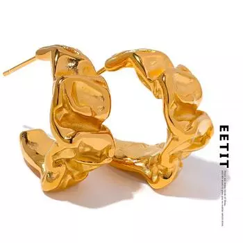 Eetit креативные массивные металлические серьги золотого цвета из нержавеющей стали с геометрическим рисунком, необычные серьги-кольца для женщин, очаровательные винтажные ювелирные изделия, новинка золотой