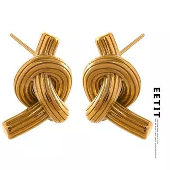 Eetit креативные завязанные из нержавеющей стали необычные модные серьги-гвоздики, эффектные серьги из 18-каратного золота, водонепроницаемые ювелирные изделия, новинка