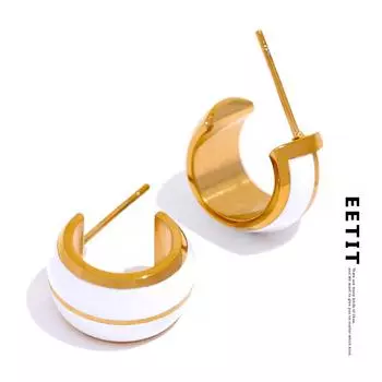 Eetit круглые геометрические серьги-гвоздики из нержавеющей стали белого цвета с эмалью для женщин