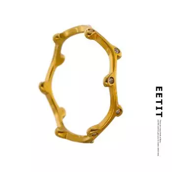 Eetit круглые кольца из нержавеющей стали с кубическим цирконием для женщин 6 золотой