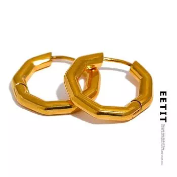 Eetit круглые металлические серьги-кольца из нержавеющей стали 316L для женщин, полигональная текстура, повседневные модные водонепроницаемые шикарные украшения унисекс