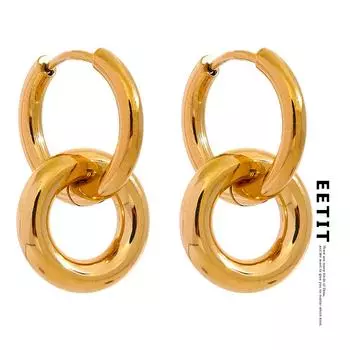 Eetit круглые полые серьги-кольца из нержавеющей стали, очаровательные металлические серьги с PVD-покрытием 18 К, водонепроницаемые, высококачественные повседневные ювелирные изделия, подарок 2023 золотой