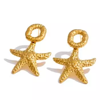 Eetit Летние серьги-пусеты из нержавеющей стали в виде морской звезды, в океанском стиле, для праздничного пляжного наряда, популярные украшения, рекомендуем золотой