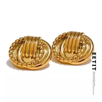 Eetit металлические круглые геометрические серьги-гвоздики цвета золота и серебра из нержавеющей стали, повседневные серьги-гвоздики для женщин, устойчивые к ржавчине, модные подарочные украшения 2024 золотой