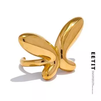 Eetit Минималистичный Гладкий Металл 316L Открытое Кольцо Бабочка Золотой Цвет Текстура Нержавеющей Стали 18K PVD Покрытие 2024 Ювелирные Изделия Bijoux 7 золотой