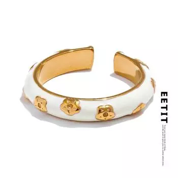 Eetit модное белое эмалированное кольцо из нержавеющей стали, изысканное открытое кольцо 2024, женское ювелирное изделие из 18-каратного золота с PVD покрытием, стильные аксессуары, подарок