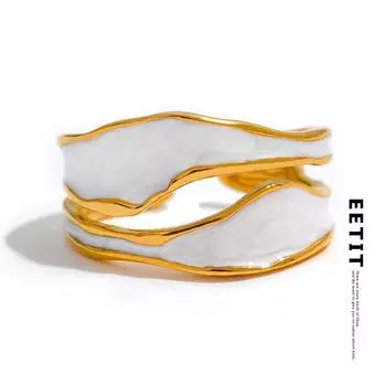 Eetit модное белое эмалированное креативное открытое кольцо из нержавеющей стали 316, водонепроницаемое женское ювелирное изделие, стильное очарование, новинка 7 золотой