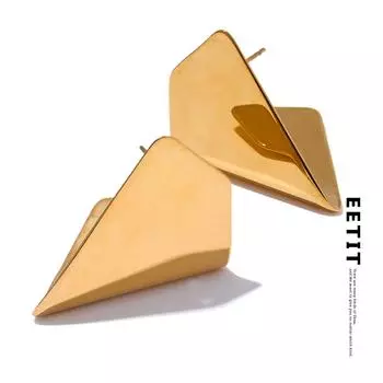 Eetit модные глянцевые гладкие металлические серьги-гвоздики из нержавеющей стали с геометрическим геометрическим рисунком для женщин, минималистичные текстурированные повседневные украшения серебряный