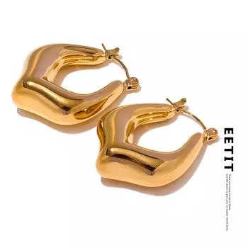 Eetit модные полые массивные серьги-кольца из нержавеющей стали с геометрическим рисунком, персонализированные гладкие металлические устойчивые к ржавчине ювелирные изделия, подарок для женщин платиновый