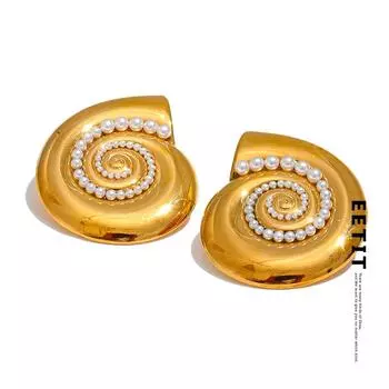 Eetit модные серьги-гвоздики с металлическим корпусом из искусственного жемчуга, золотые серьги-гвоздики, темперамент, нержавеющая сталь, летние каникулы, очаровательные ювелирные изделия, новинка золотой